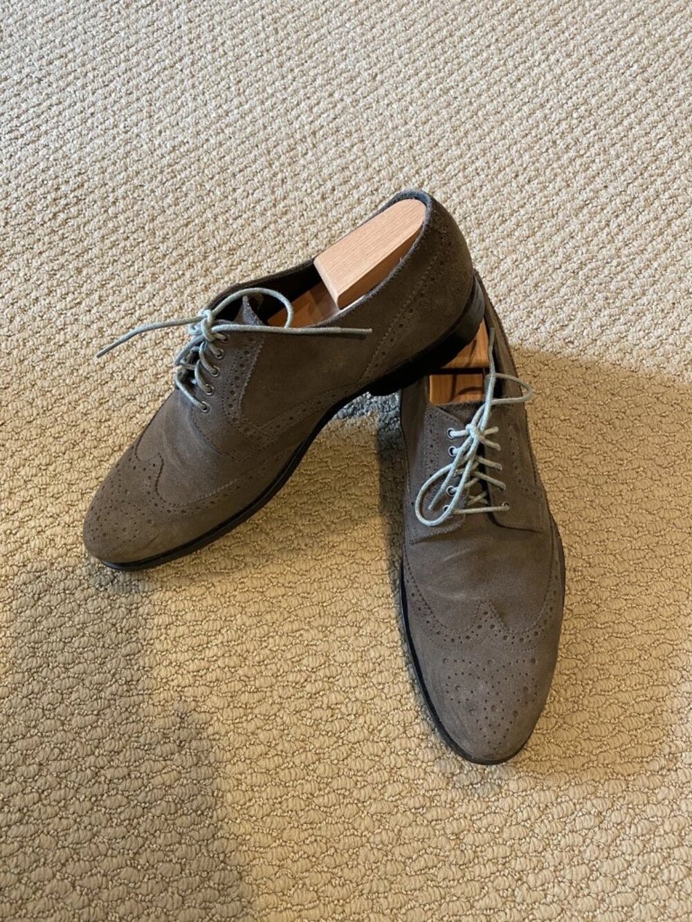Hugo Boss Men's Suede Leather Wingtip Derby Shoes 50204637
